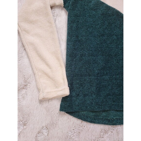 White Birch Cream Forest Green Long Sleeve Mock Neck Soft Sweater Size M - Picture 5 of 12